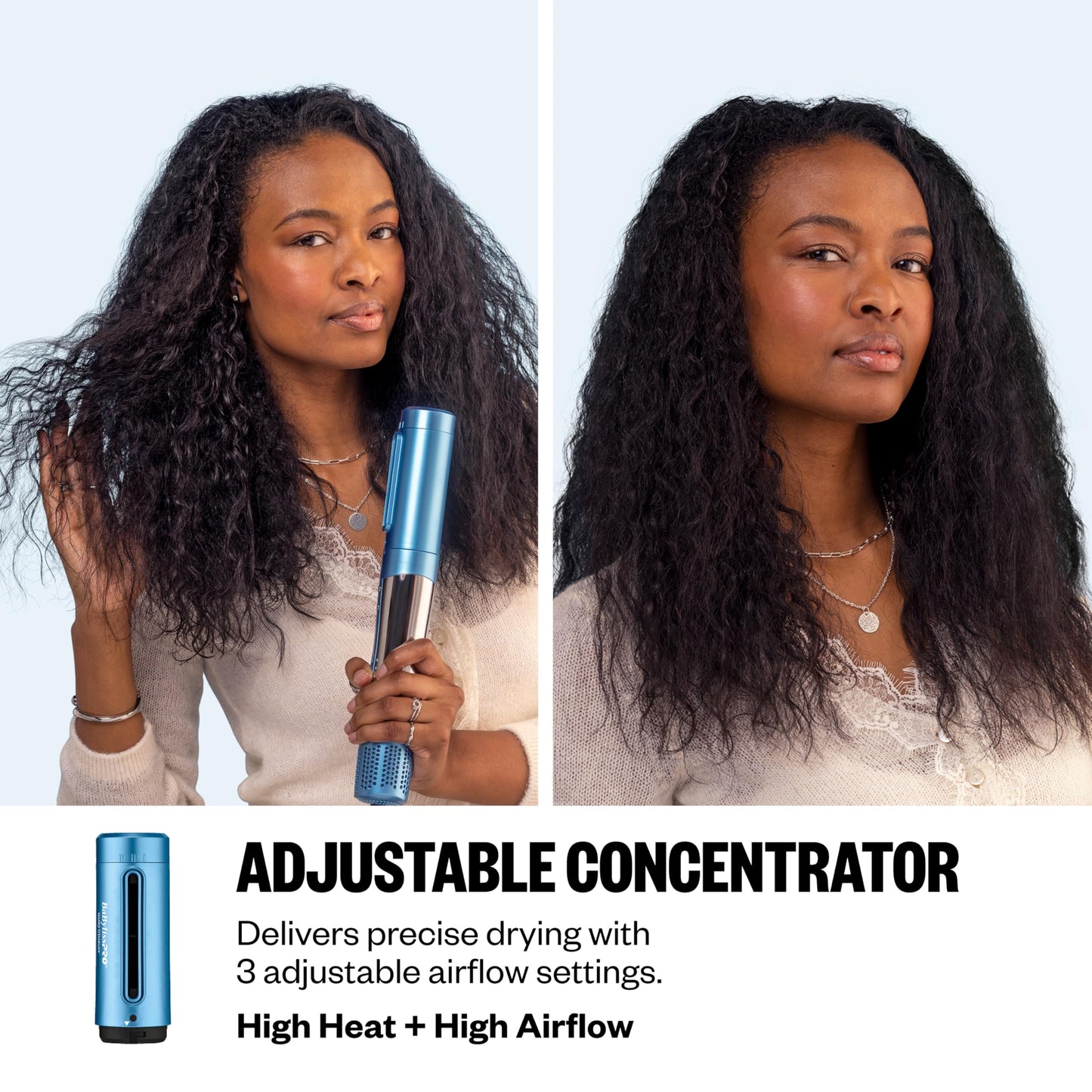 White Smoke BaBylissPRO The Style/Switch 5-in-1 Air Styling and Drying System, Ionic Lightweight Multi-Styler Hot Air Styler for Curly and Coily Hair Types