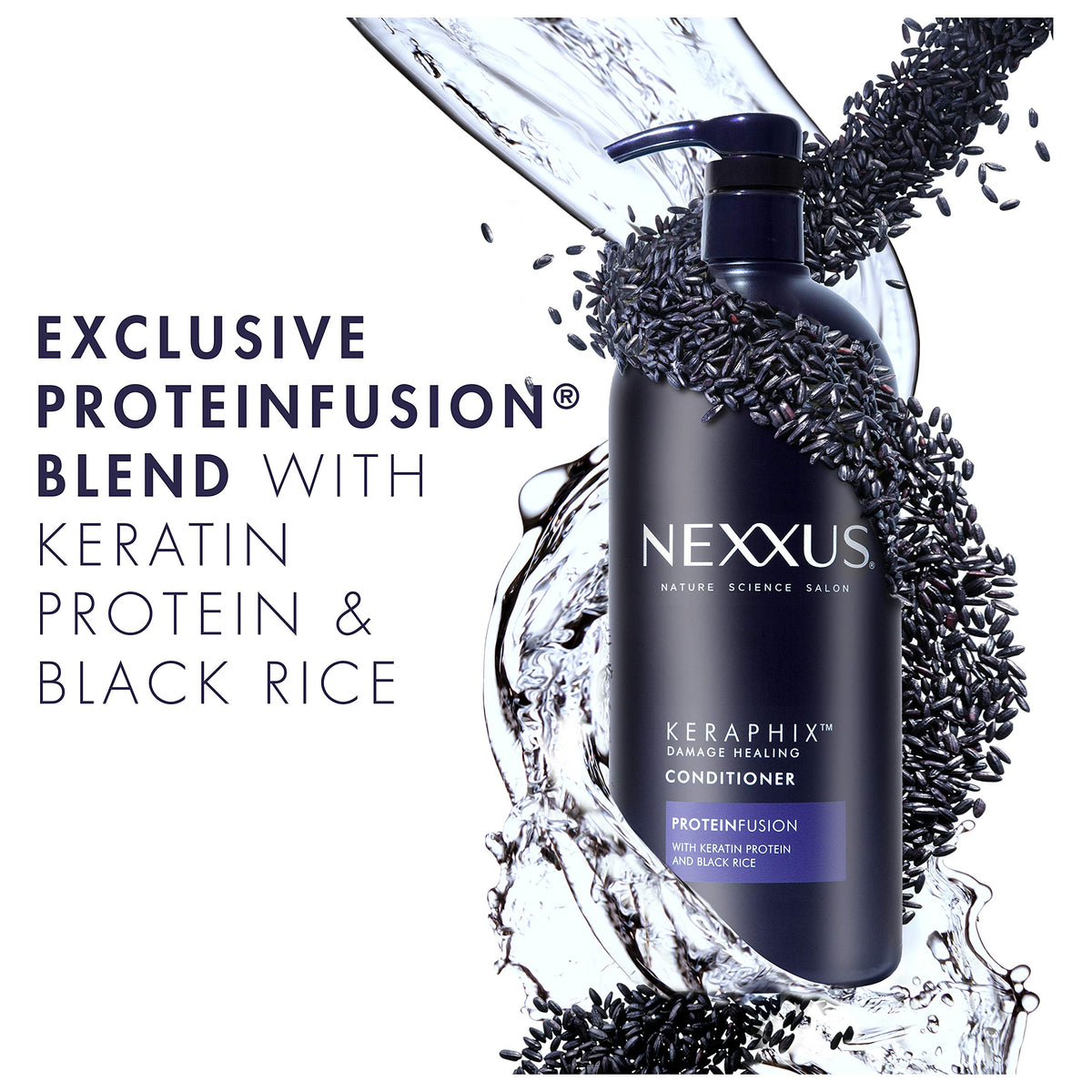 White Smoke Nexxus Conditioner for Damaged Hair Keraphix with ProteinFusion Silicone-Free Conditioner with Keratin Protein and Black Rice 33.8 oz