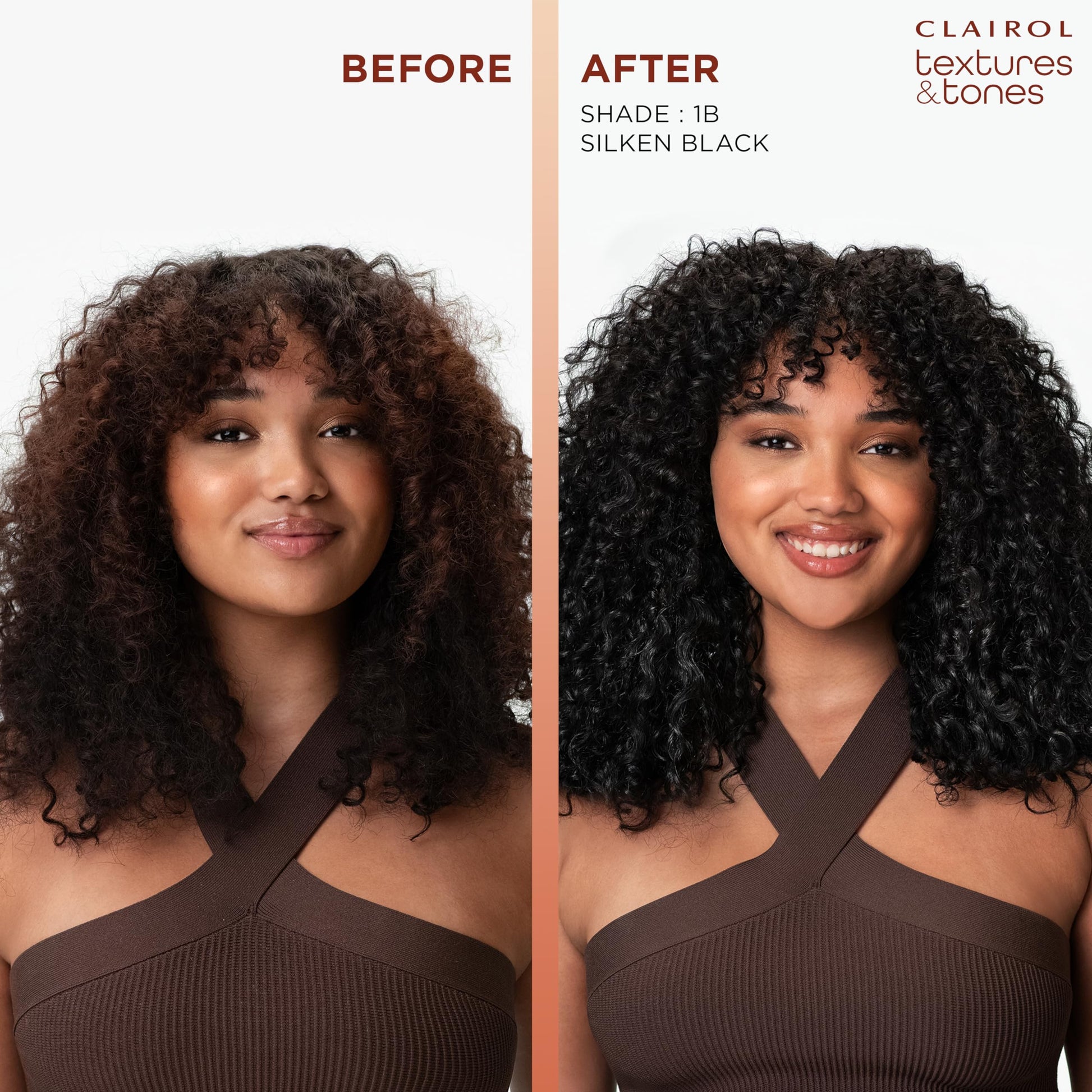 White Smoke Clairol Textures & Tones Permanent Hair Dye, 2N Mocha Brown Hair Color| Ammonia Free | Moisture-Rich Formula with Argan, and Olive Oil for Brilliant Shine | Pack of 1