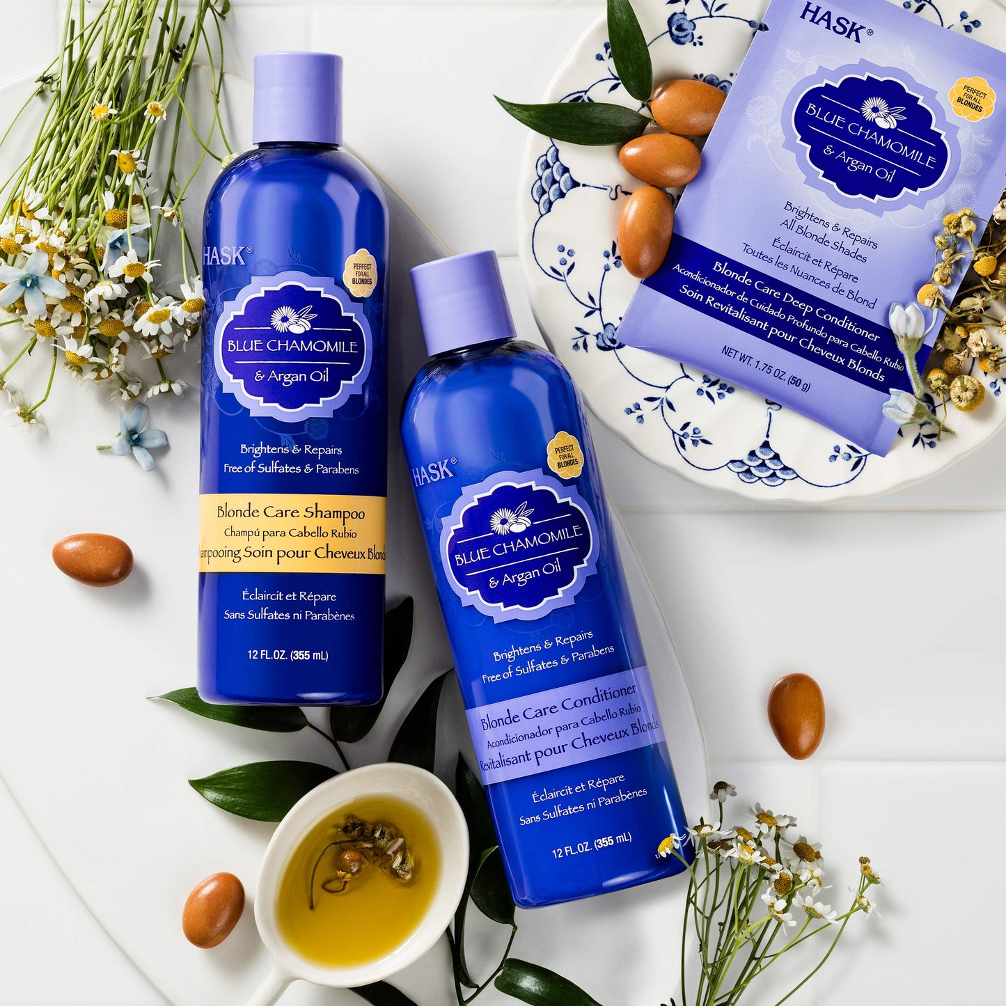 Lavender Hask Chamomile & Argan Oil Blonde Care Shampoo, 12 Ounce