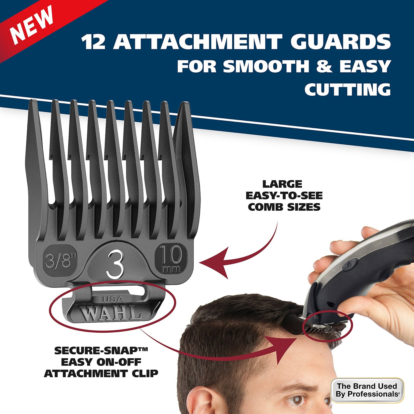 White Smoke Wahl Men's Cordless Hair Clippers, Lithium-Ion Rechargeable Kit – 2-Hour Run Time, 15-Minute Quick Charge, Self-Sharpening Precision Blades, Hair Trimmer for Men - Model 79608