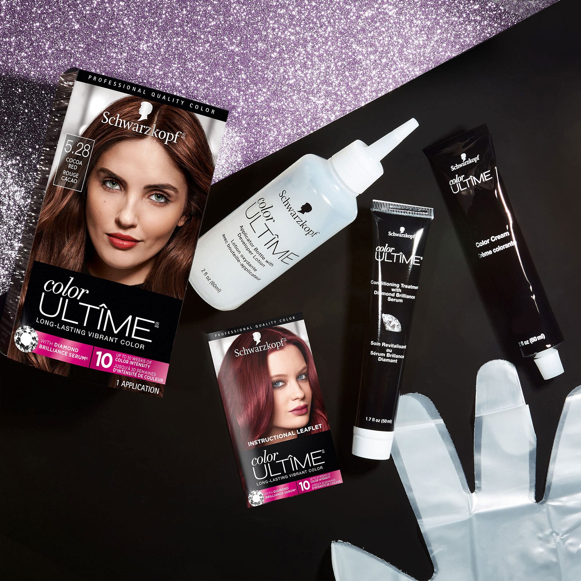 Black Schwarzkopf Color Ultime Hair Color Cream, 5.28 Cocoa Red (Packaging May Vary)