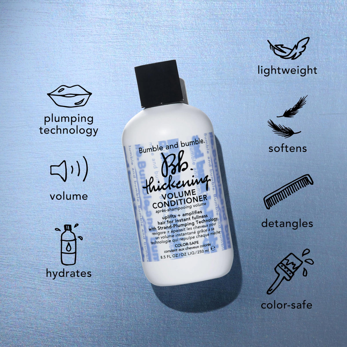 Light Steel Blue Bumble and bumble. Thickening Travel-Size Volumizing Hair Set for Fine Hair | Shampoo, Conditioner + Dry Texture Spray | 3-Piece Set | Travel Size