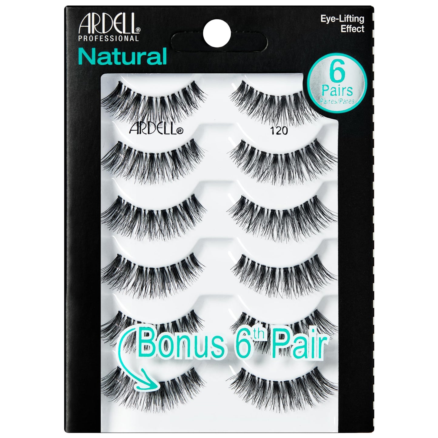 Black Ardell Natural Lashes 120 – Natural Look Wispy Lashes, Lightweight, Long-Lasting Wispies Black, 6 Pairs, 1 Pack