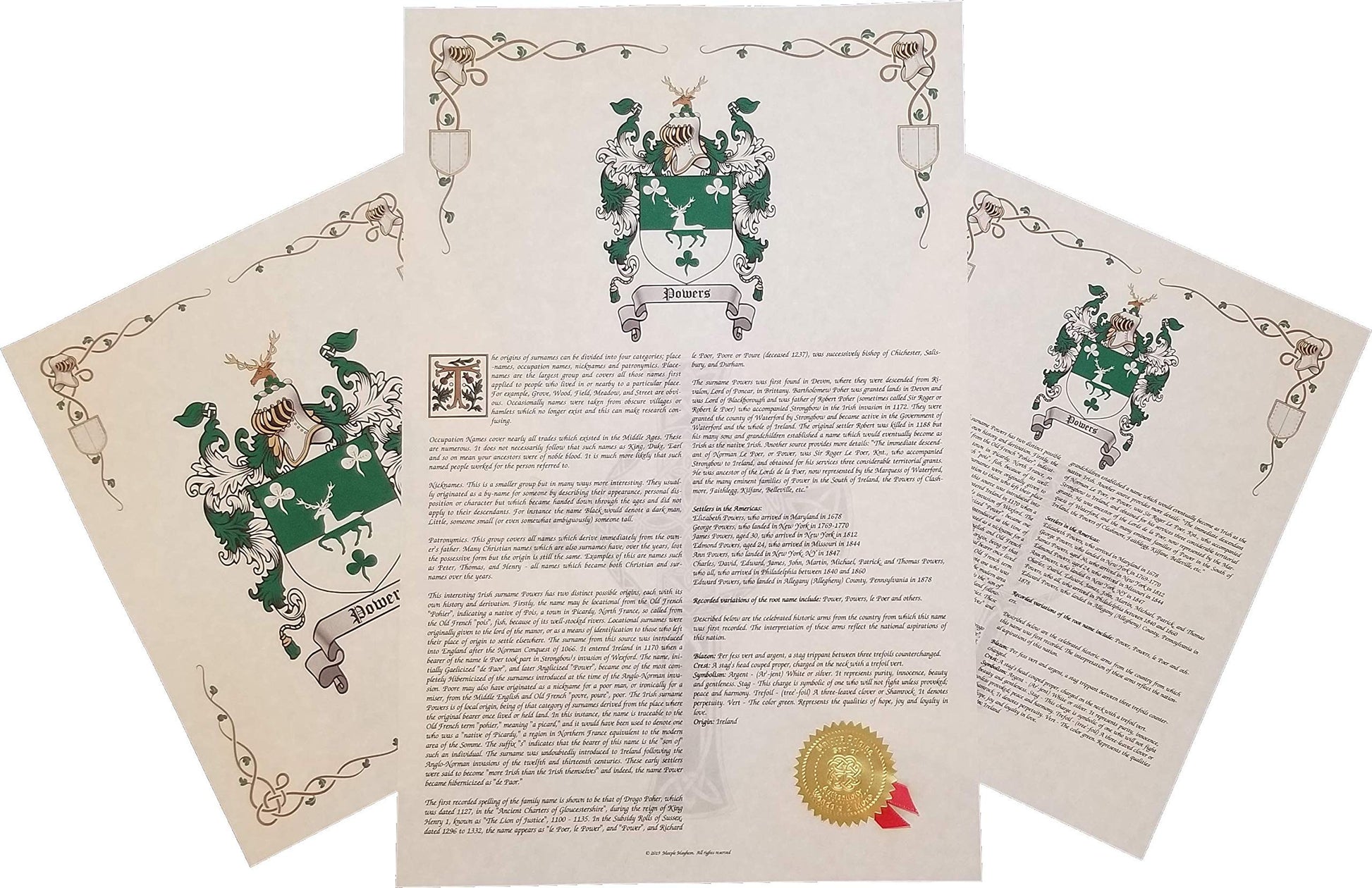 White Smoke Mr Sweets Lanza - Coat of Arms, Crest & History 3 Print Combo - Surname Origin: Italian Italy