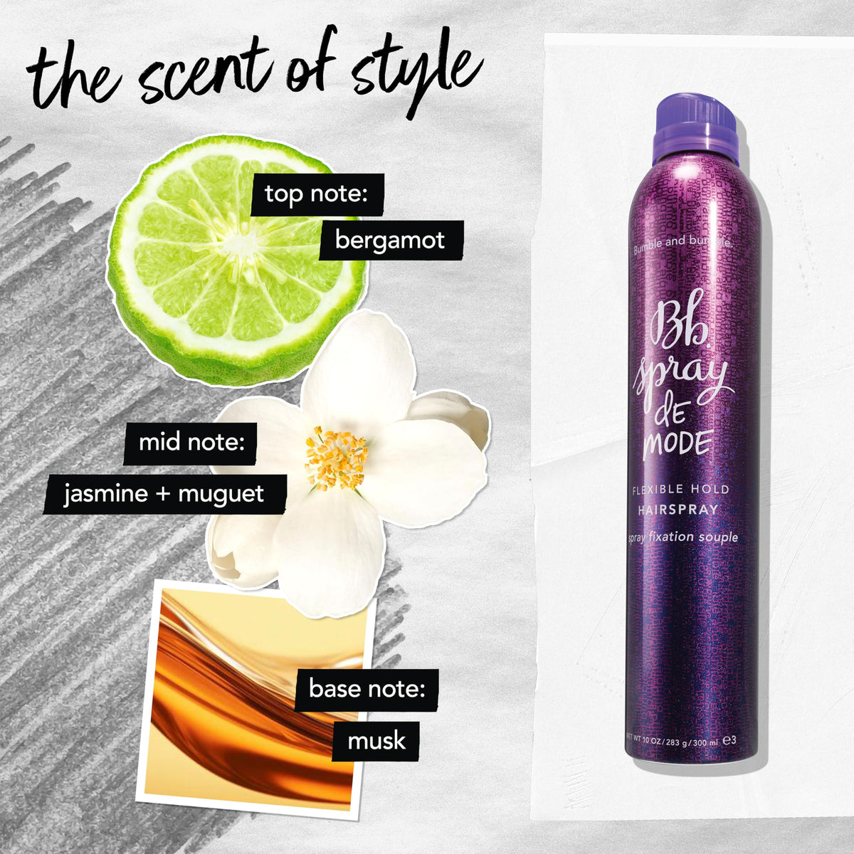 White Smoke Bumble and bumble. Spray de Mode Flexible Hold Hair Spray | Flexible, Brushable Hold + Workability | Curly, Wavy, Straight