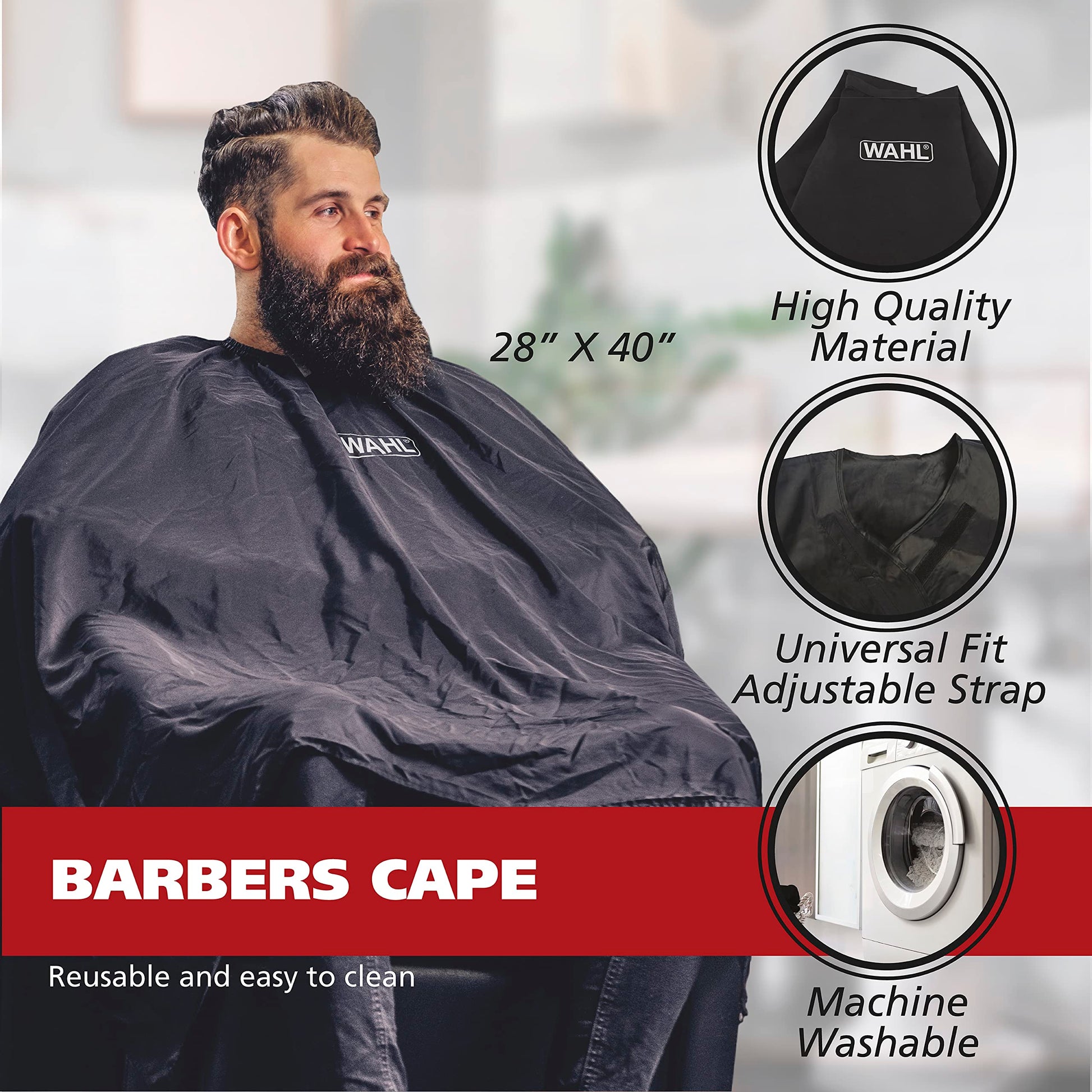 Lavender Wahl Home Haircutting Kit Essentials Featuring Barbers Haircutting Cape, Styling Comb, Scissors with Blade Guard, Neck Duster, Spray Bottle, & Soft Pouch Case – Model 03599