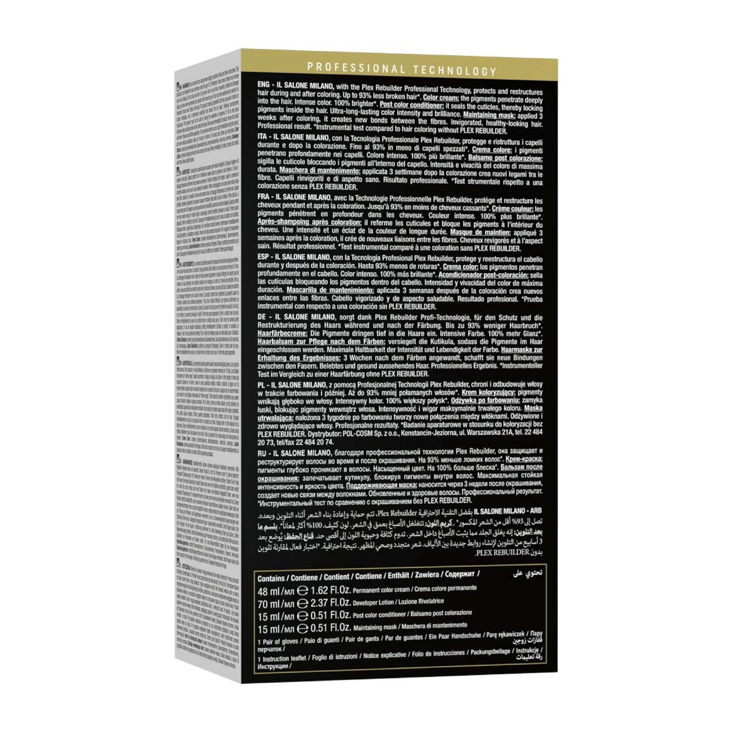 Dim Gray Il Salone Milano Plex Rebuilder Permanent Hair Color- 10.1 Extra Light Ash Blonde Hair Dye - Professional Salon - Premium Quality - Protects and Restructures - Paraffin, Paraben, Ethyl Alcohol Free