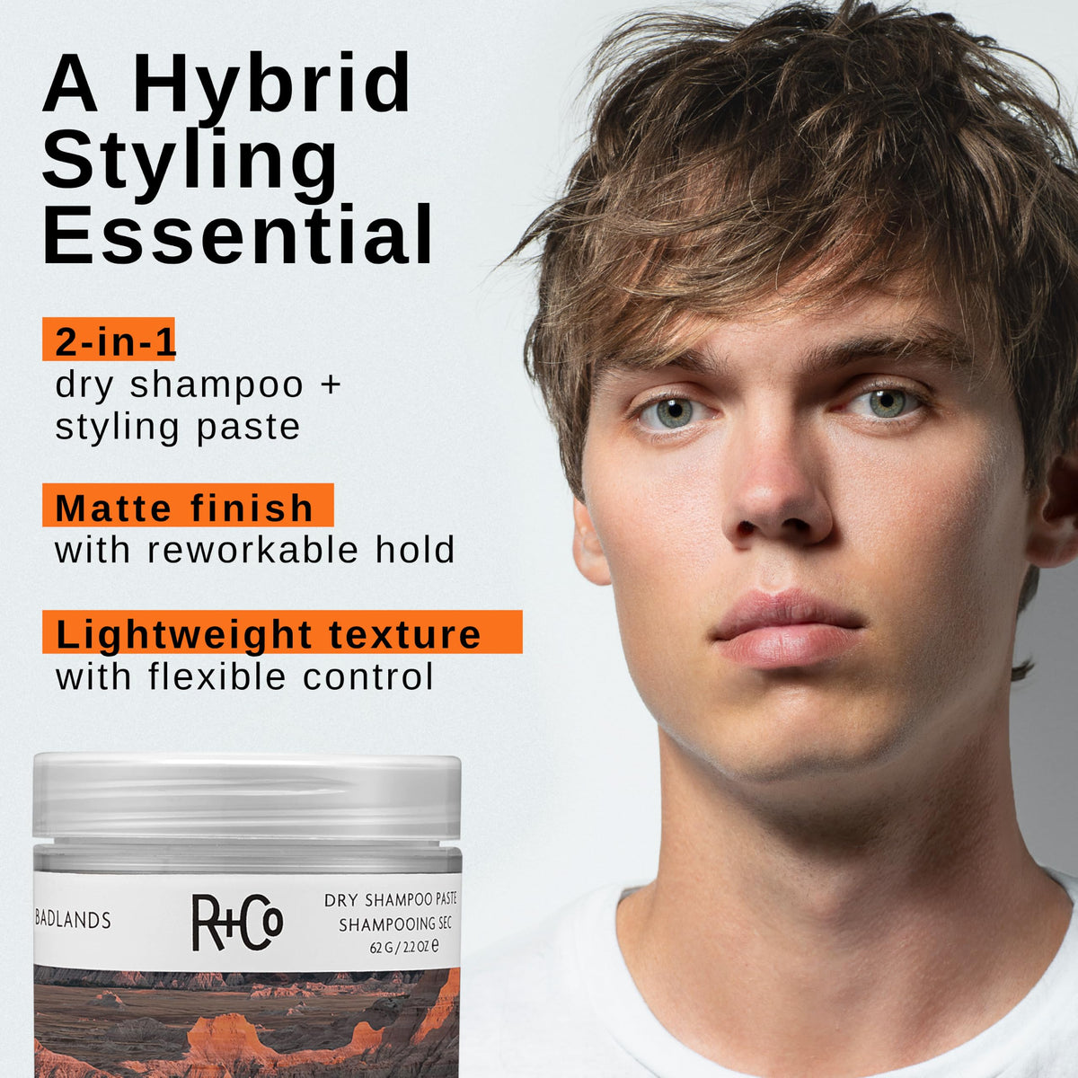 Lavender R+Co BADLANDS Styling Paste, Relative Paradise Scent