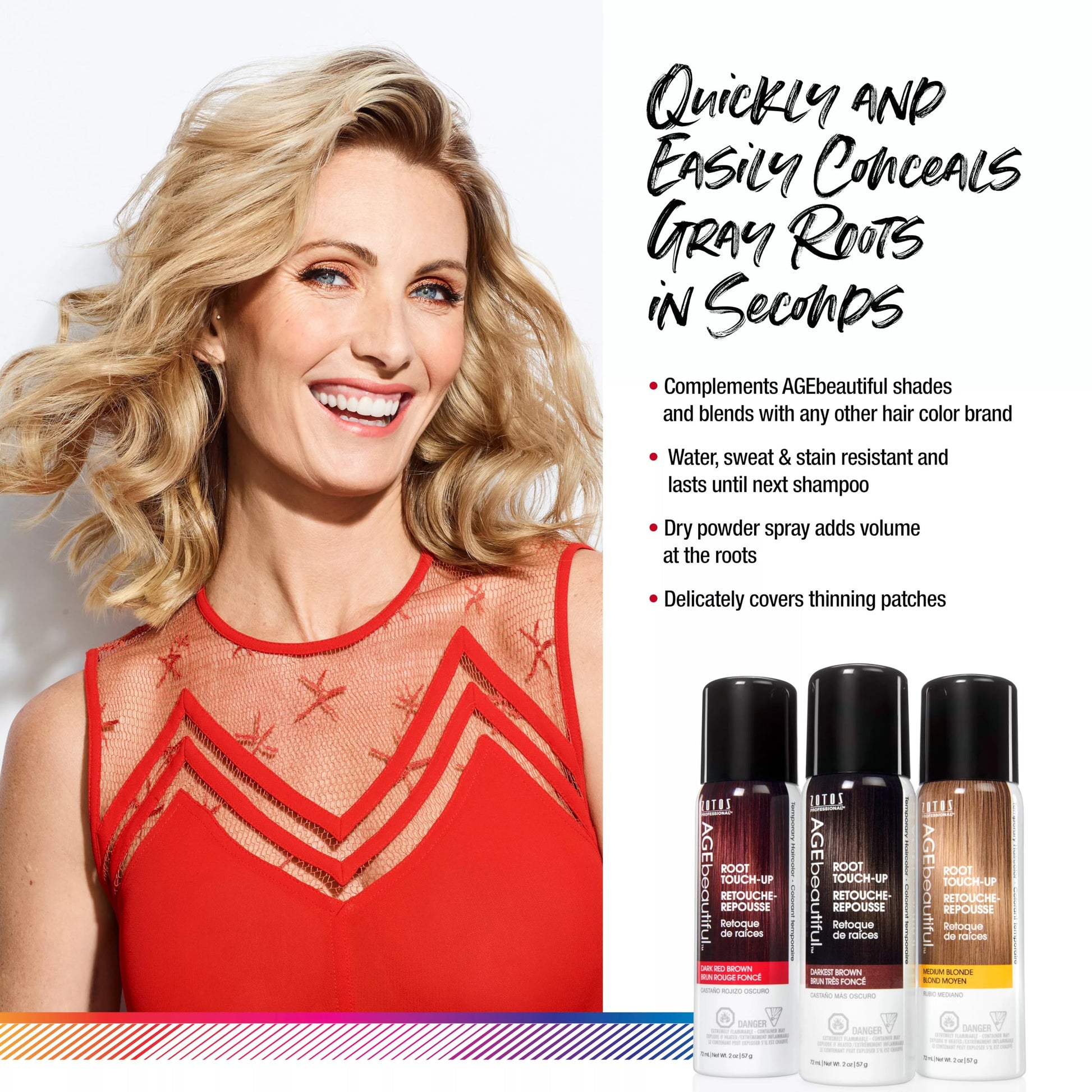 White Smoke AGE beautiful Root Touch Up Hair Color Spray | Touch-Up Gray Concealer | Temporary Cover Up | Adds Volume & Covers Thinning Patches | Water, Sweat, Stain Resistant | Light Brown | 2 Fl Oz