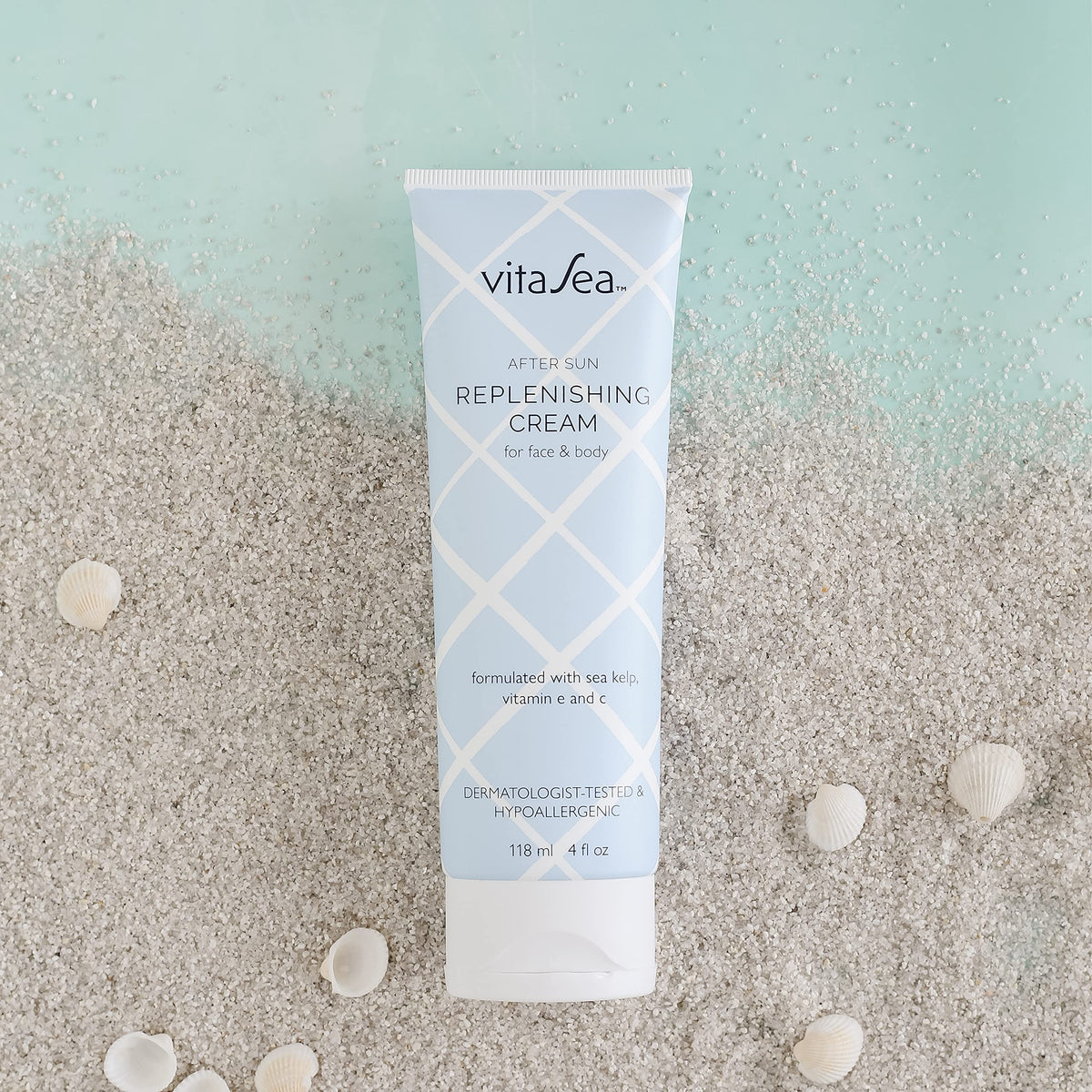 Dark Gray Noodle & Boo VitaSea After Sun Replenishing Cream for Face and Body, Refresh, Hydrate & Soothe Heat Exposed Skin, Fast-Absorbing Vegan After Sun Care, Formulated with Sea Kelp, Vitamin E & C, 4 Fl Oz