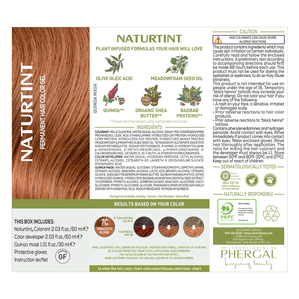 White Smoke Naturtint 7C Terracotta Blonde Permanent Hair Color (Pack of 1), Ammonia Free, Vegan, Cruelty Free, up to 100% Gray Coverage, Long Lasting Results (Packaging may vary)