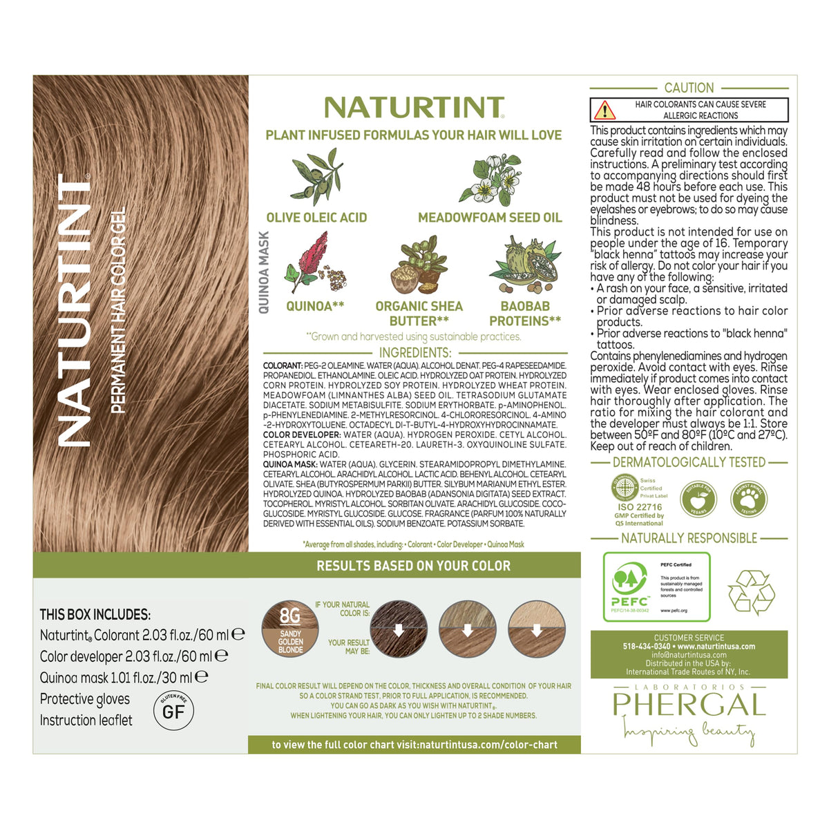 White Smoke Naturtint 8G Sandy Golden Blonde Permanent Hair Color (Pack of 6), Ammonia Free, Vegan, Cruelty Free, up to 100% Gray Coverage, Long Lasting Results (Packaging may vary)