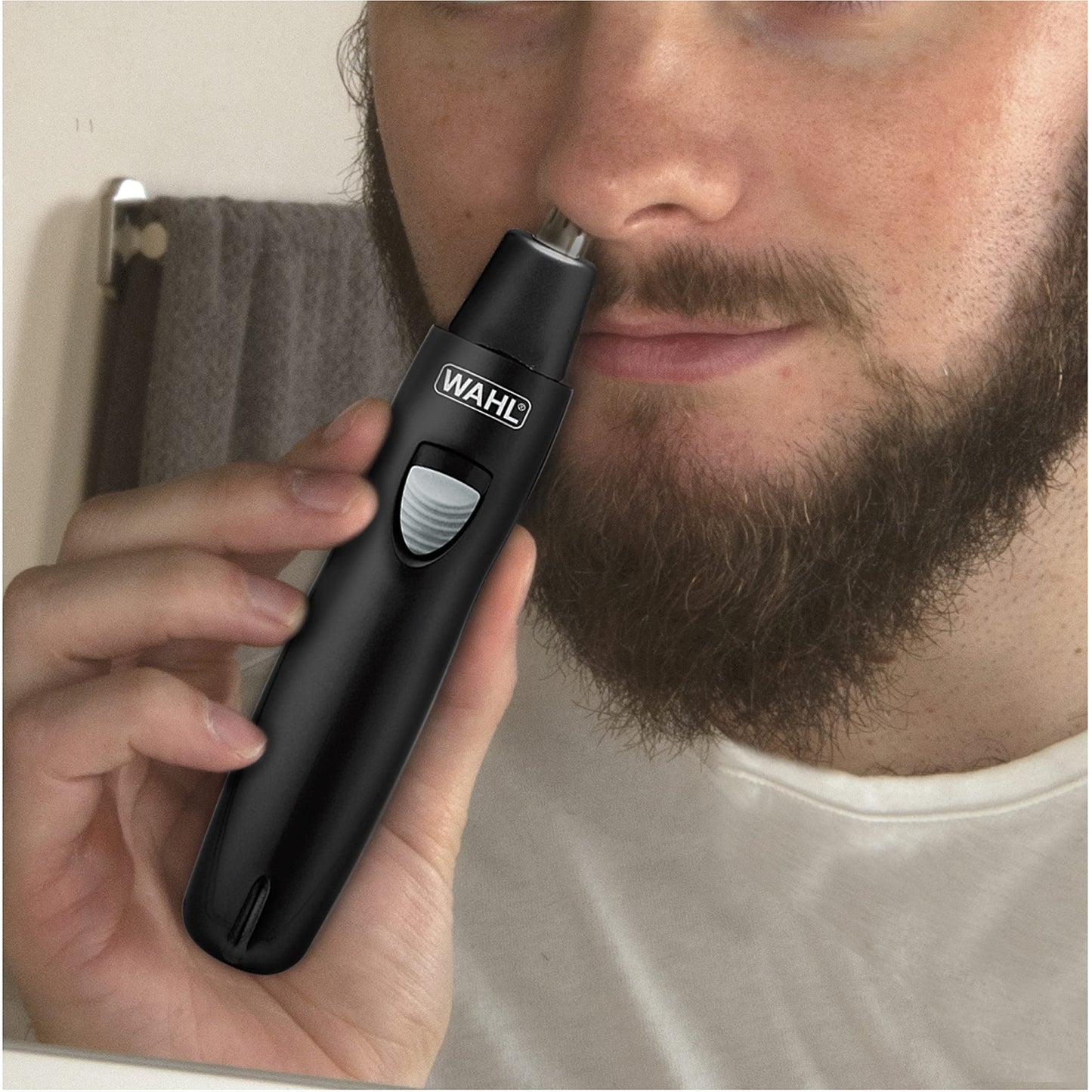 Dark Gray Wahl Groomsman Rechargeable Precision Trimmer for Hygienic Grooming with Rinsable, Interchangeable Heads for Eyebrows, Neckline, Nose, Ears, & Other Detailing - Model 3023284