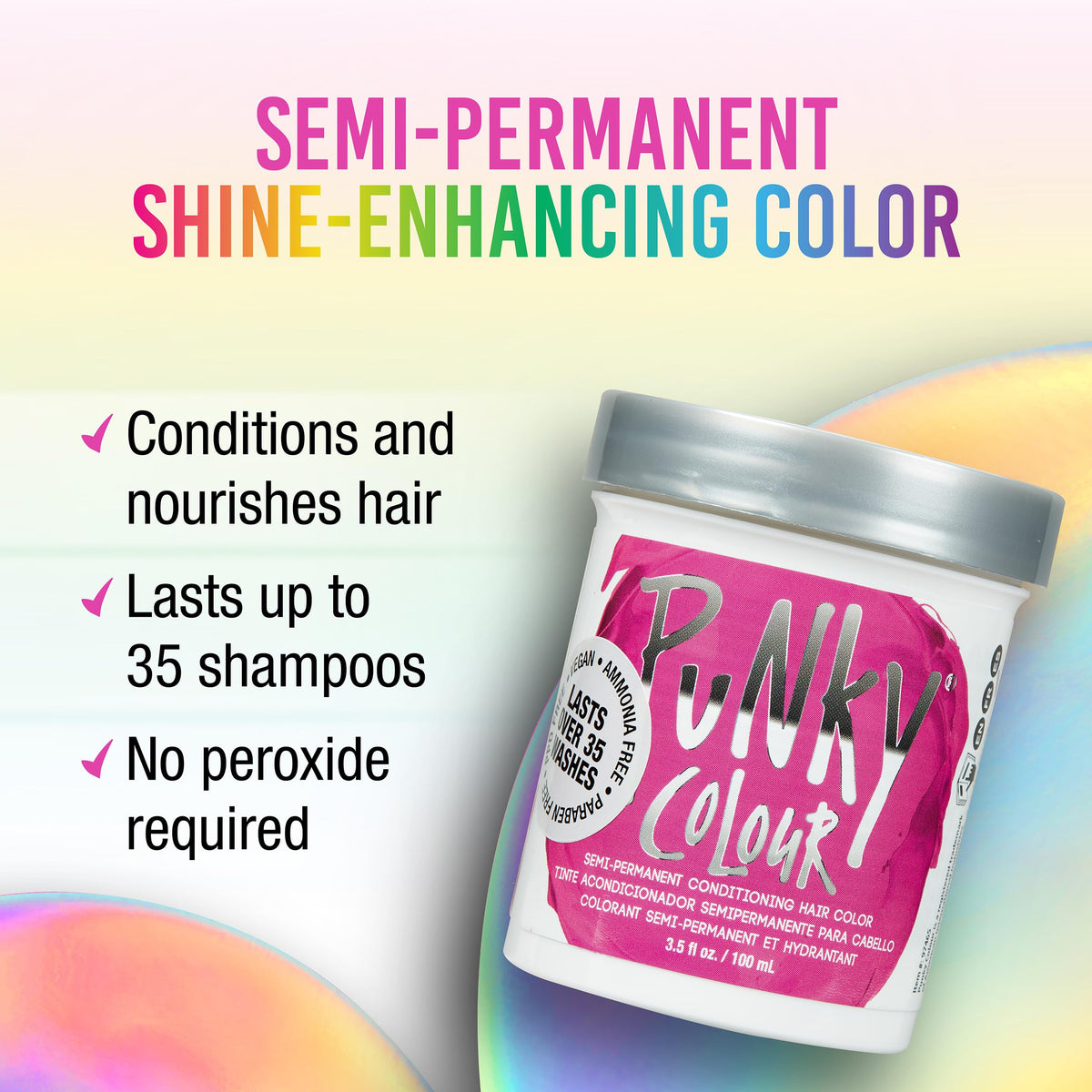 White Smoke Punky Colour Flamingo Pink Semi Permanent Hair Color, 3.5 fl oz