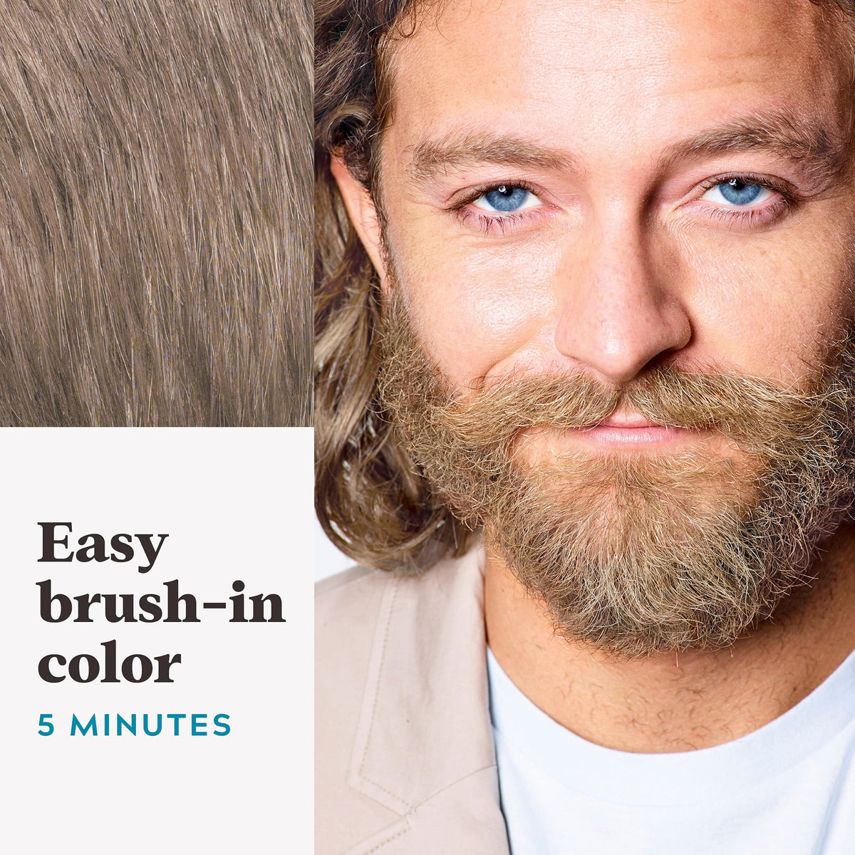 White Smoke Just For Men Mustache & Beard, Beard Dye for Men with Brush Included, With Keratin Biotin Aloe and Coconut Oil for Healthy Facial Hair
