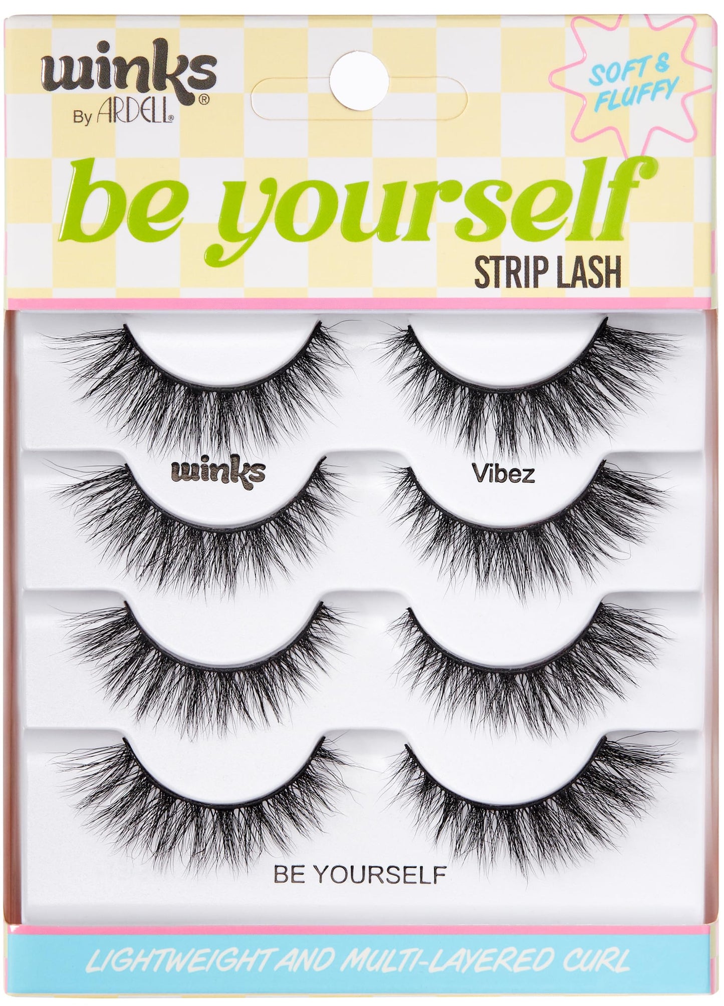 White Smoke Ardell Winks Be Yourself Strip Lashes – Wish & Vibez Styles, Soft, Fluffy, Wispy False Eyelashes Natural Look Multi-Layered Curl, Reusable Lash Set, 4 Pairs
