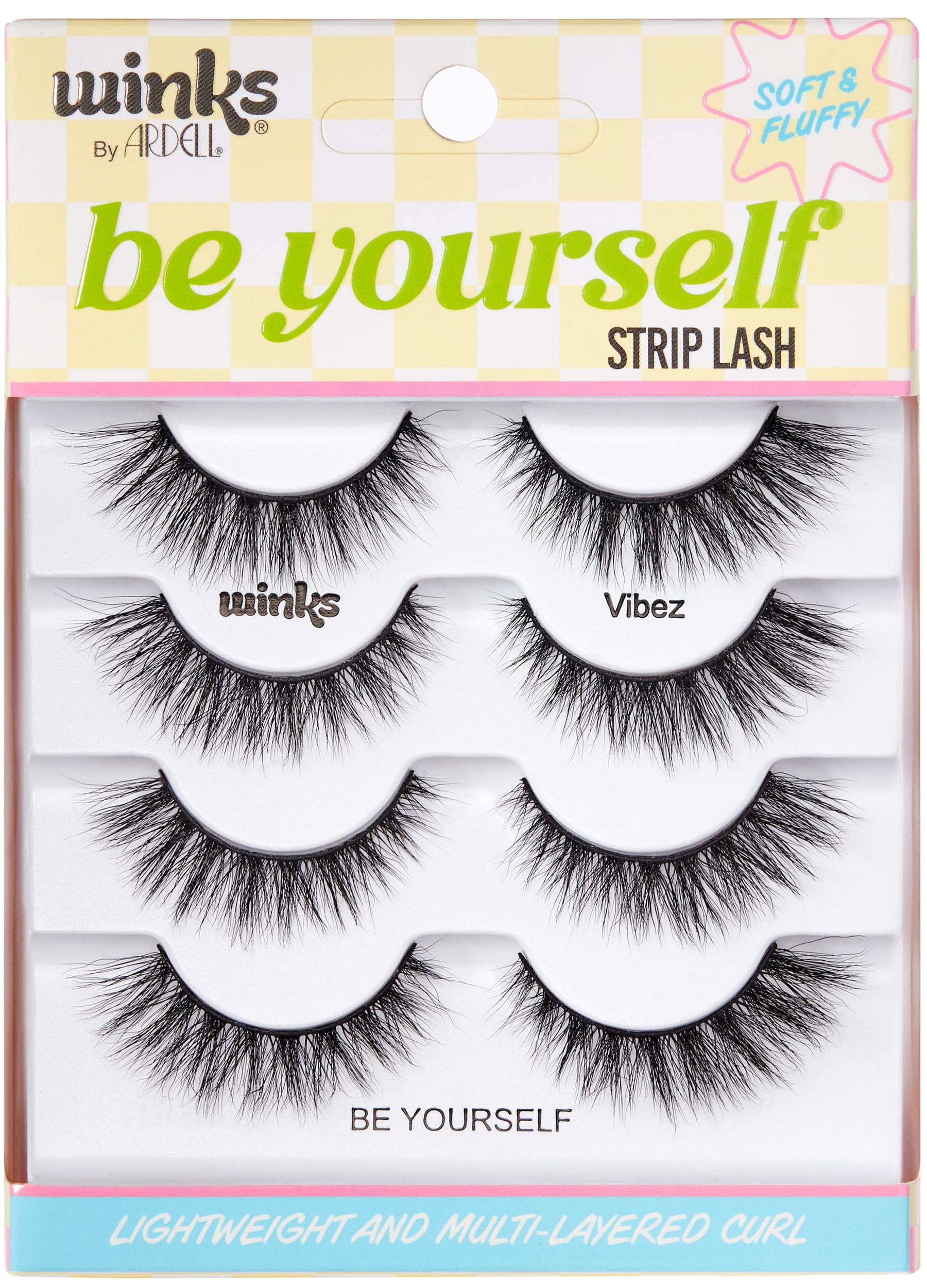 White Smoke Ardell Winks Be Yourself Strip Lashes – Wish & Vibez Styles, Soft, Fluffy, Wispy False Eyelashes Natural Look Multi-Layered Curl, Reusable Lash Set, 4 Pairs