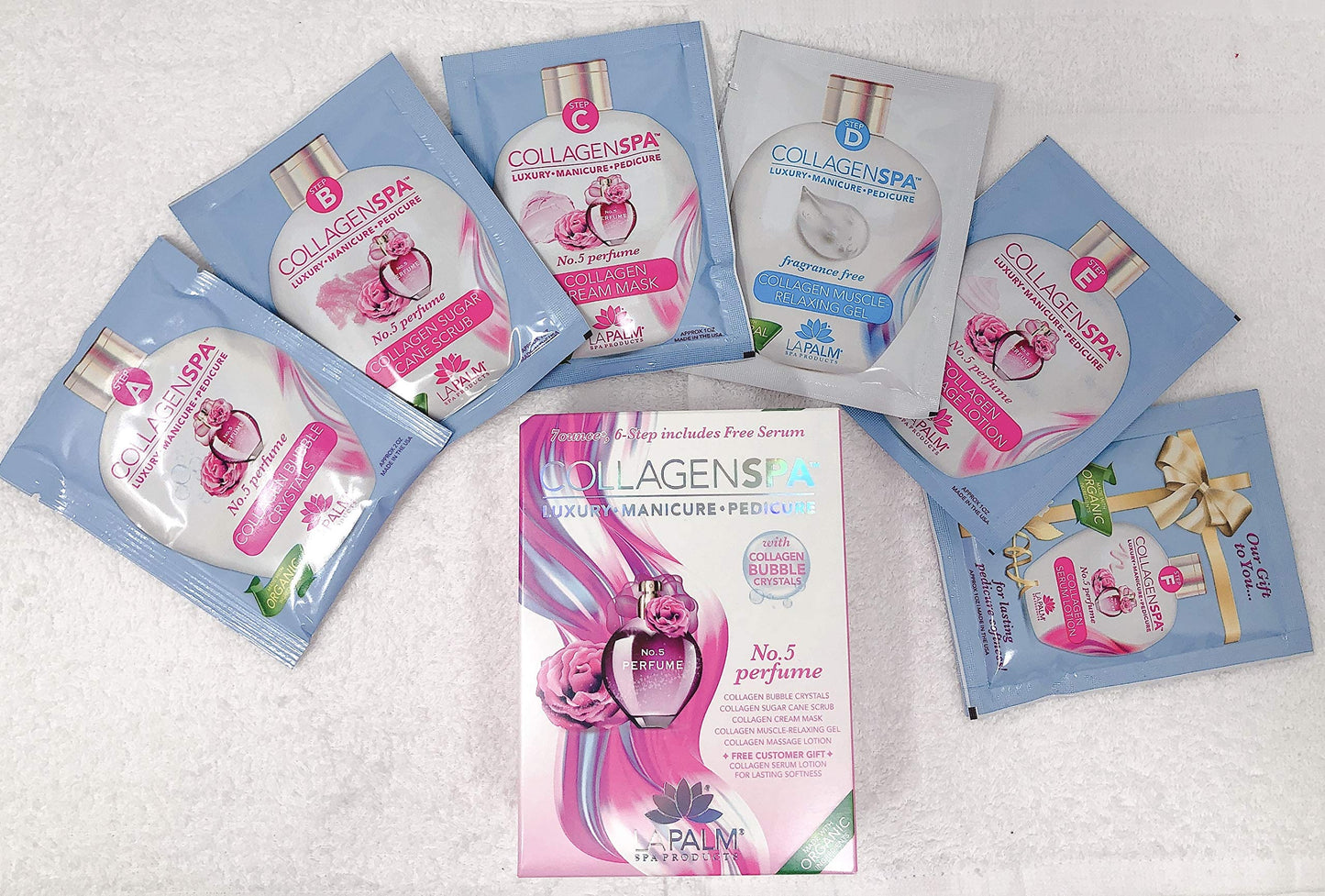 Lavender La Palm Collagen Spa Luxury Manicure and Pedicure with Collagen Bubble Crystals - No.5 Perfume (1 Pack)