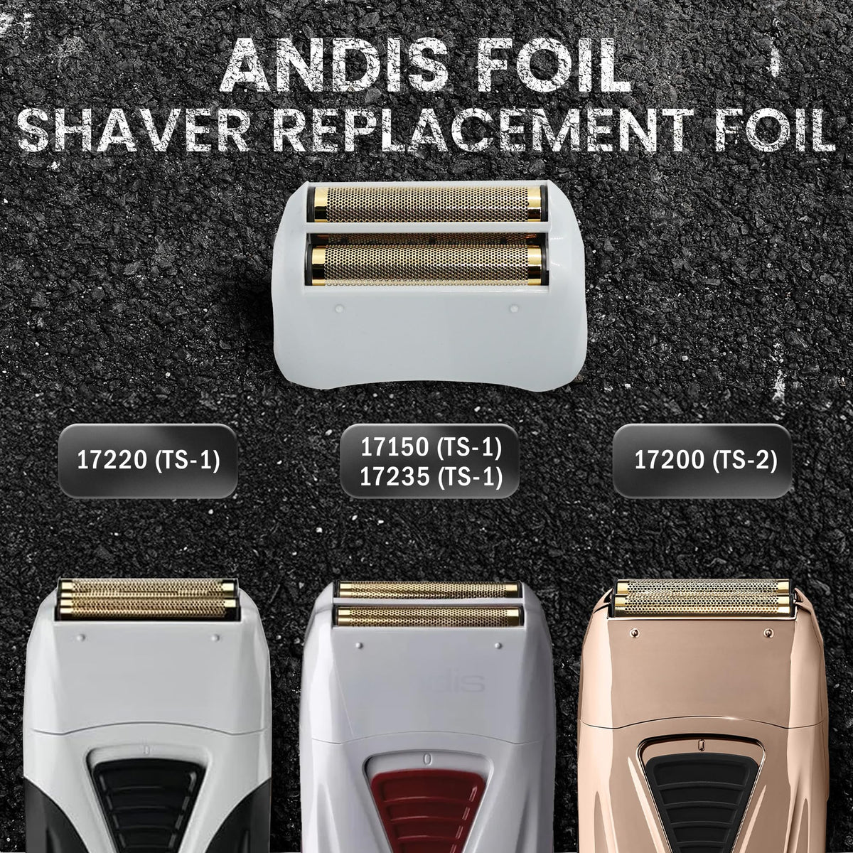 Dark Slate Gray 2 Pack Pro Shaver Replacement Foil and Cutters Compatible with Andis Foil TS-1 TS-2, ProFoil Lithium Foil Shaver, Replacement Blades and Foil