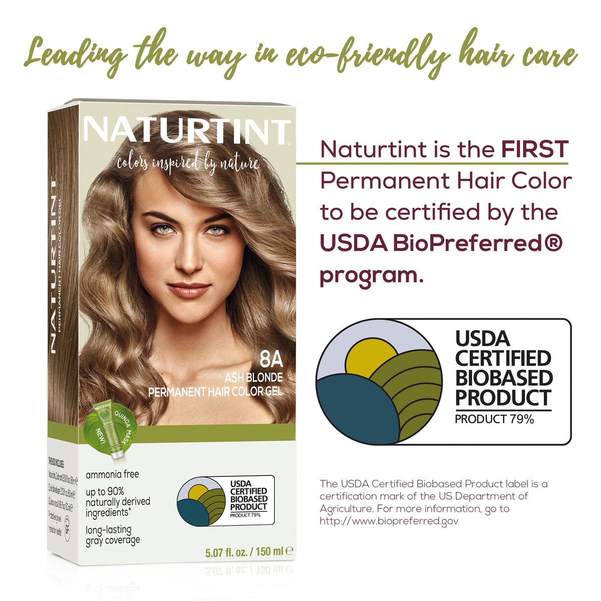 White Smoke Naturtint 8A Ash Blonde Permanent Hair Color (Pack of 1), Ammonia Free, Vegan, Cruelty Free, up to 100% Gray Coverage, Long Lasting Results (Packaging may vary)