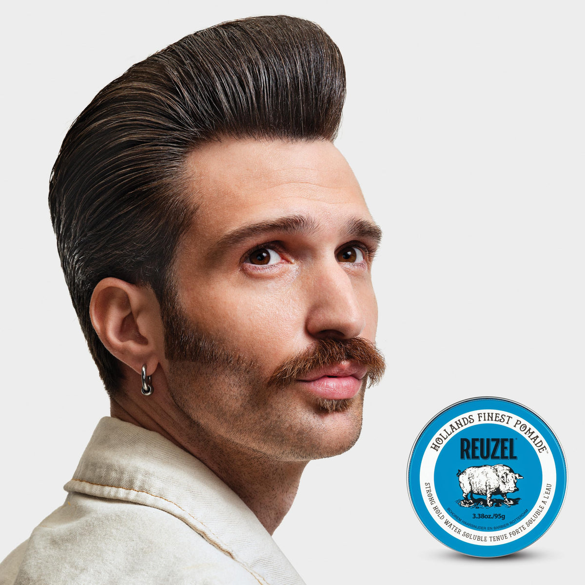 Lavender REUZEL Blue Pomade, Strong All Day Hold, Water Soluble Styling, High Shine and Flake Free, Easy To Wash Out, For All Hair Types
