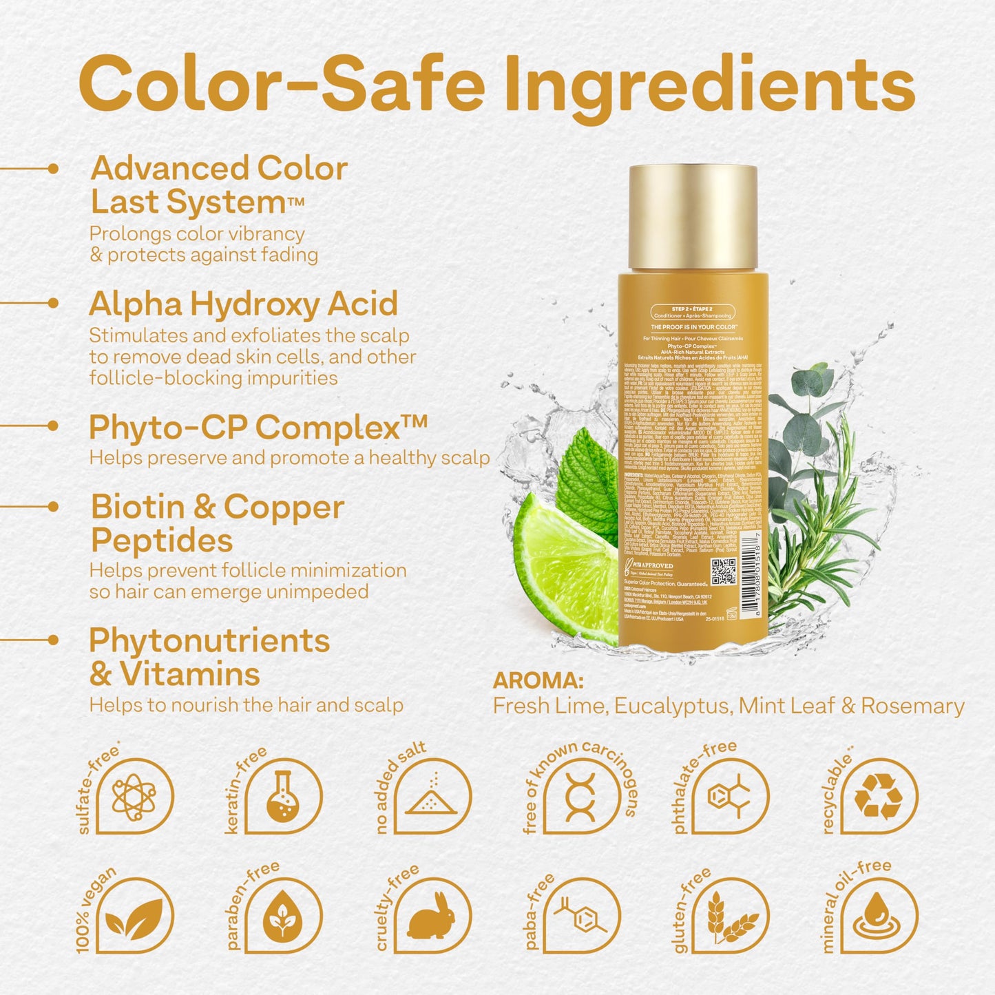 Seashell Colorproof Biorepair Thicken Conditioner for Thinning Color-Treated Hair, Nourishes & Stimulates Hair & Scalp, Thicker, Fuller Looking Hair, Sulfate-Free, Vegan