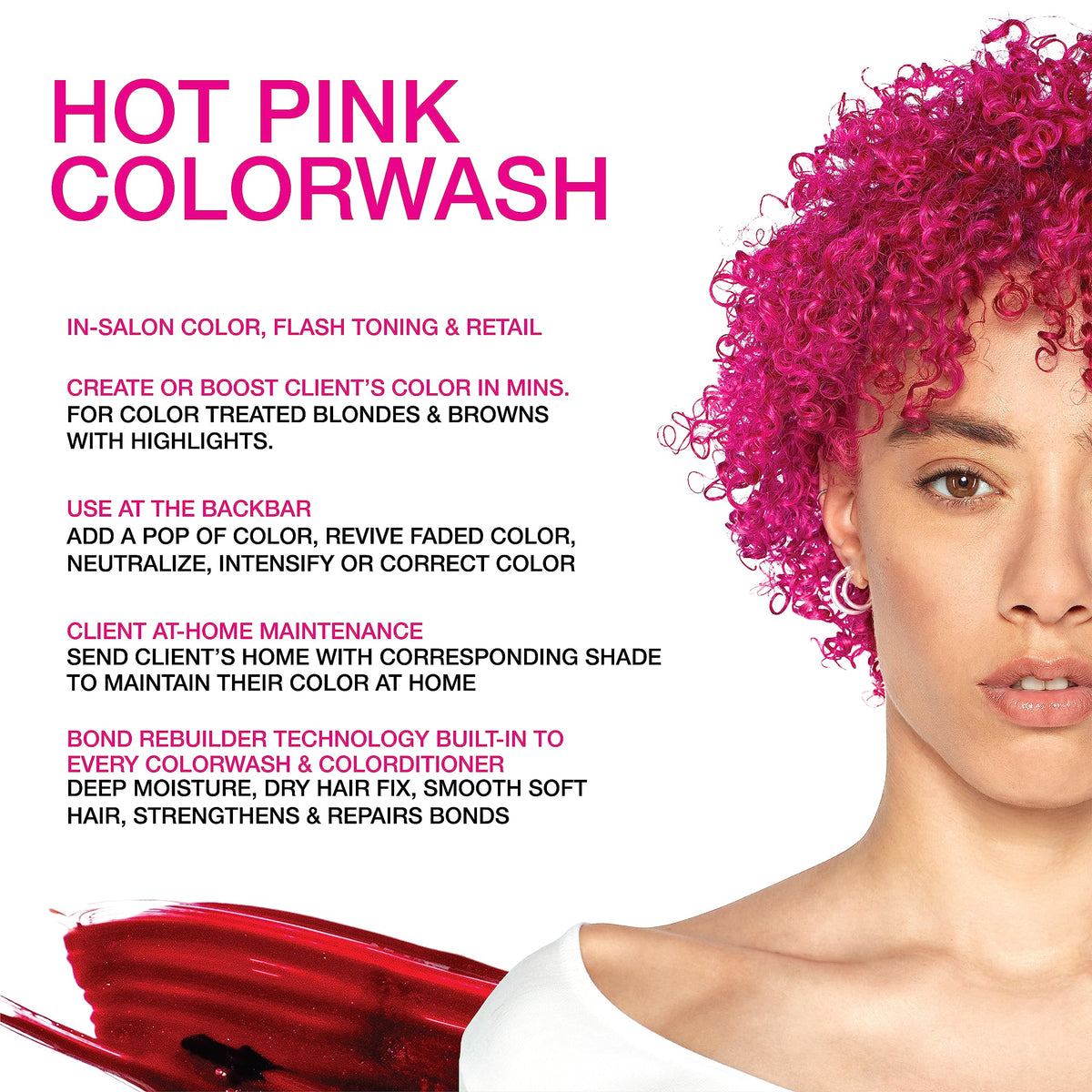 White Smoke Celeb Luxury Viral Colorwash, Professional Semi-Permanent Hair Color Depositing Shampoo, Hot Pink 8.25 Fl Oz (Pack of 1)