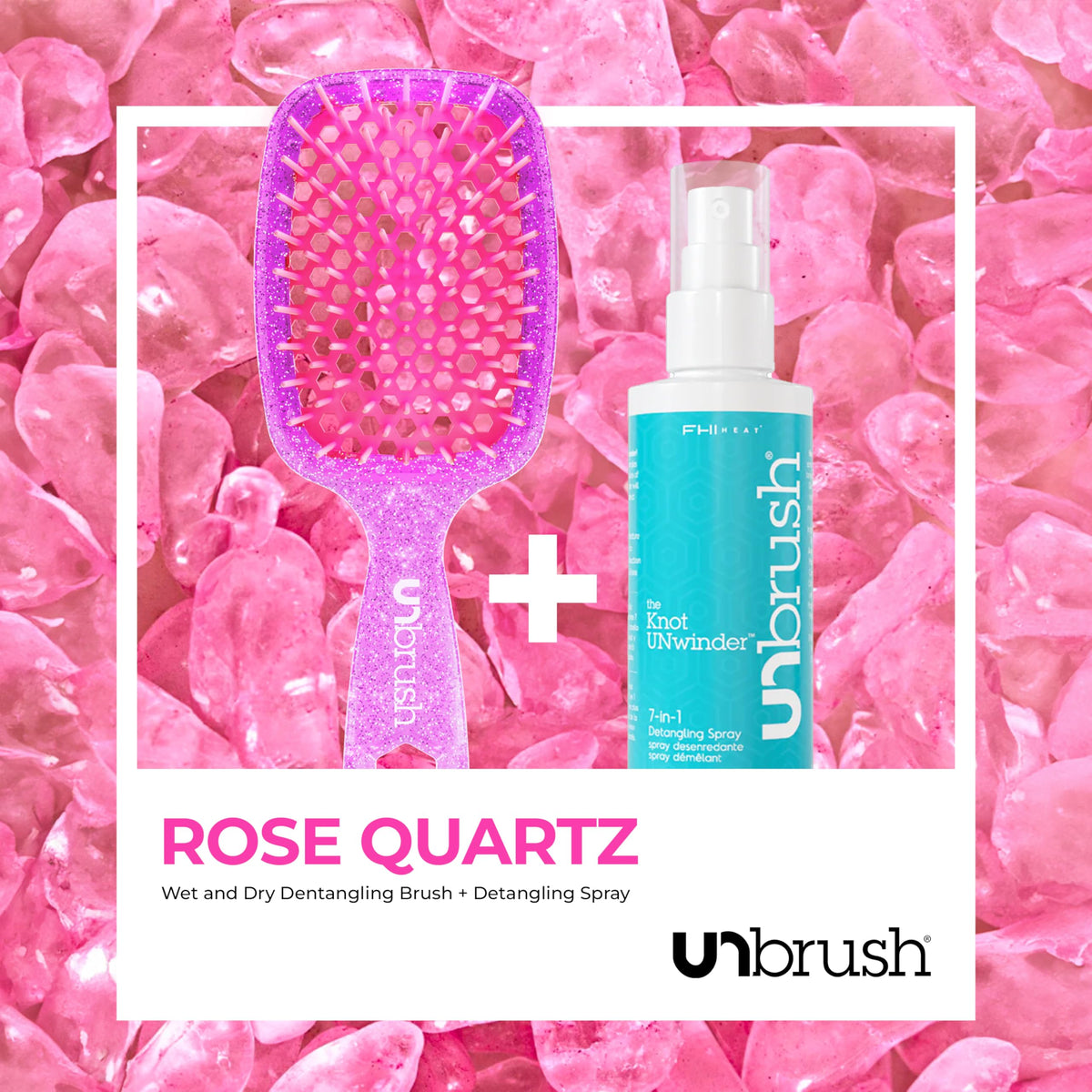 White Smoke FHI Heat UNbrush Detangling Brush + UNwinder Detangling Spray Combo Pack