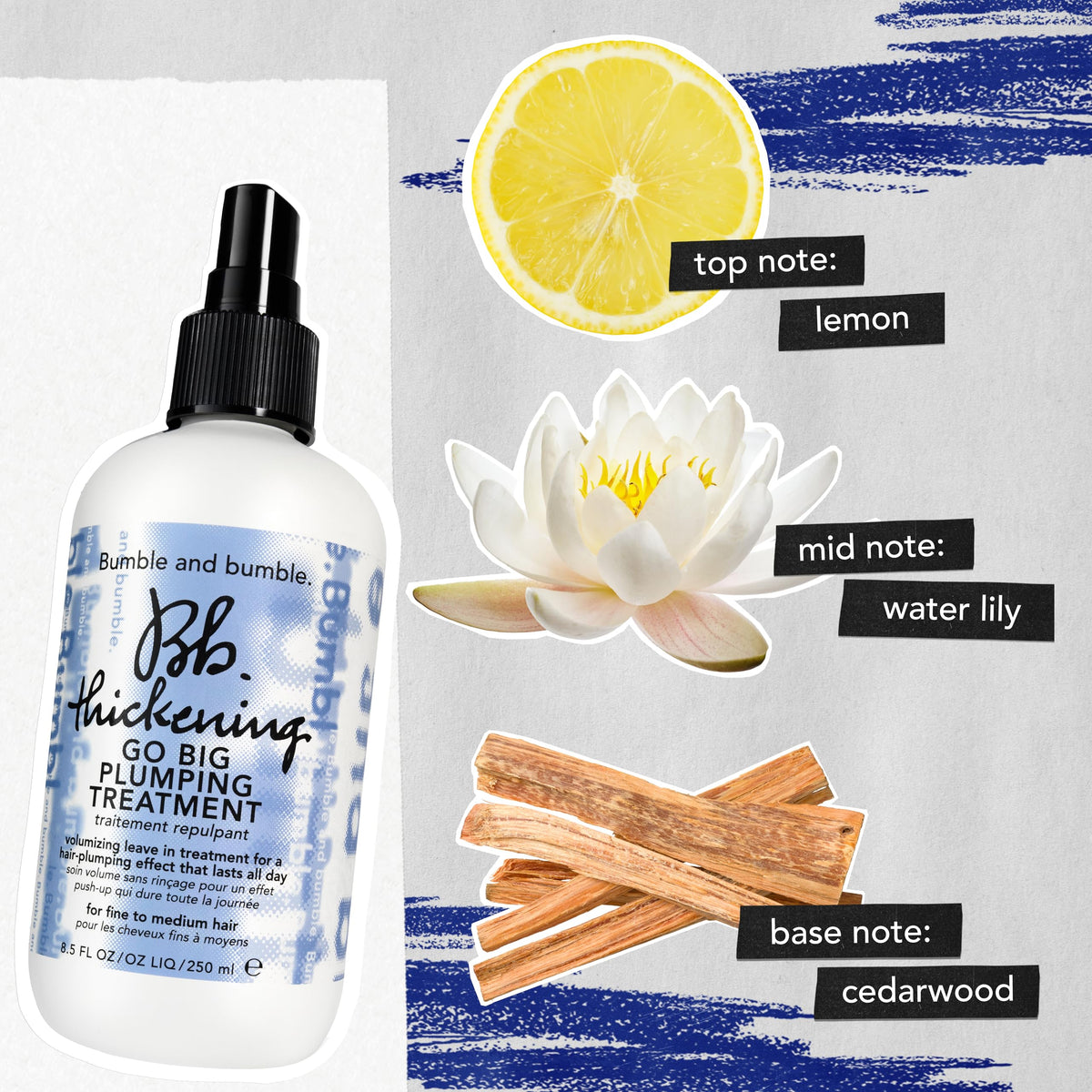 Light Gray Bumble and bumble. Thickening Go Big Plumping Hair Treatment Spray | Heat Protection | Softening + Defining | Straight to Wavy, 8.5 Fl Oz