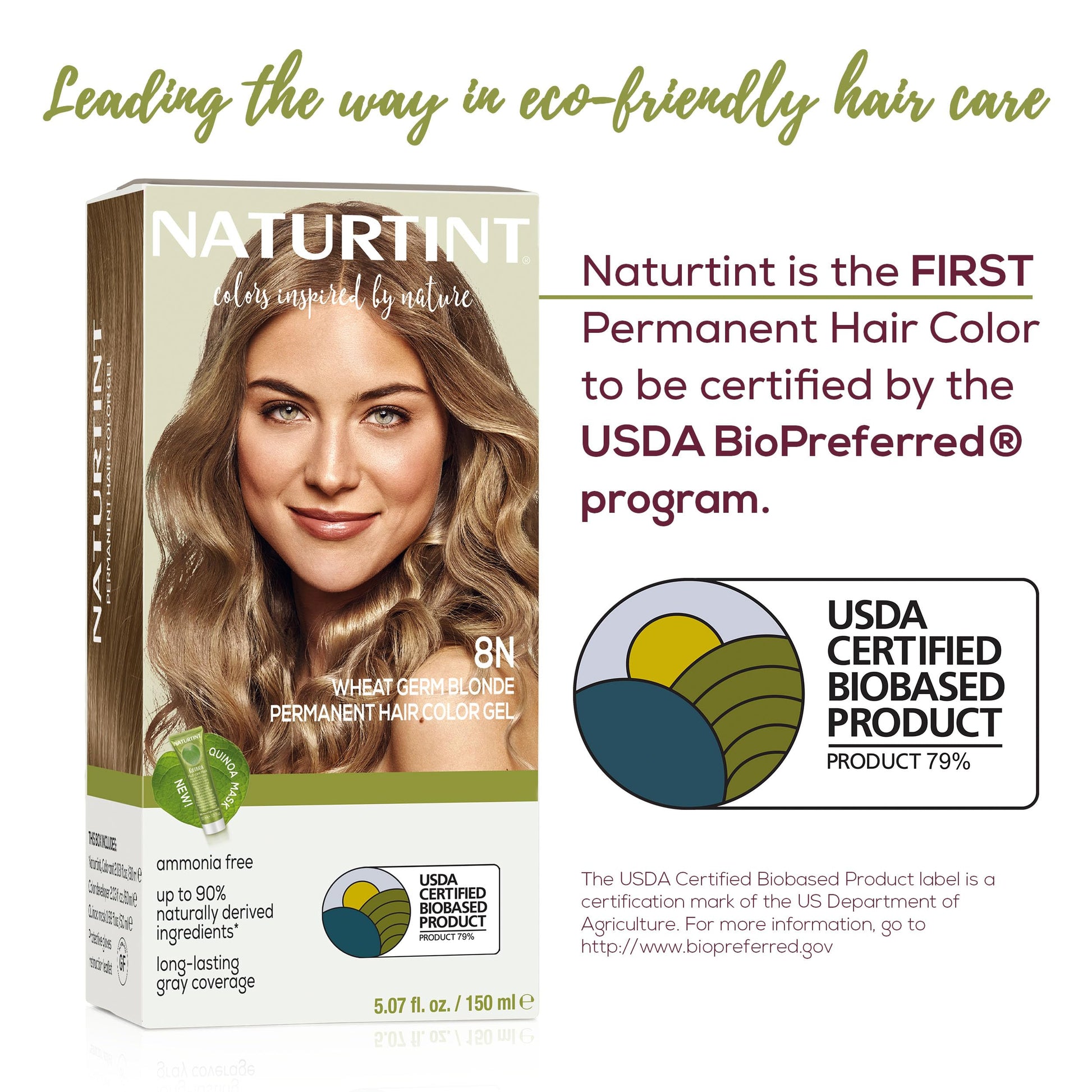 White Smoke Naturtint 8N Wheat Germ Blonde Permanent Hair Color (Pack of 1), Ammonia Free, Vegan, Cruelty Free, up to 100% Gray Coverage, Long Lasting Results (Packaging may vary)