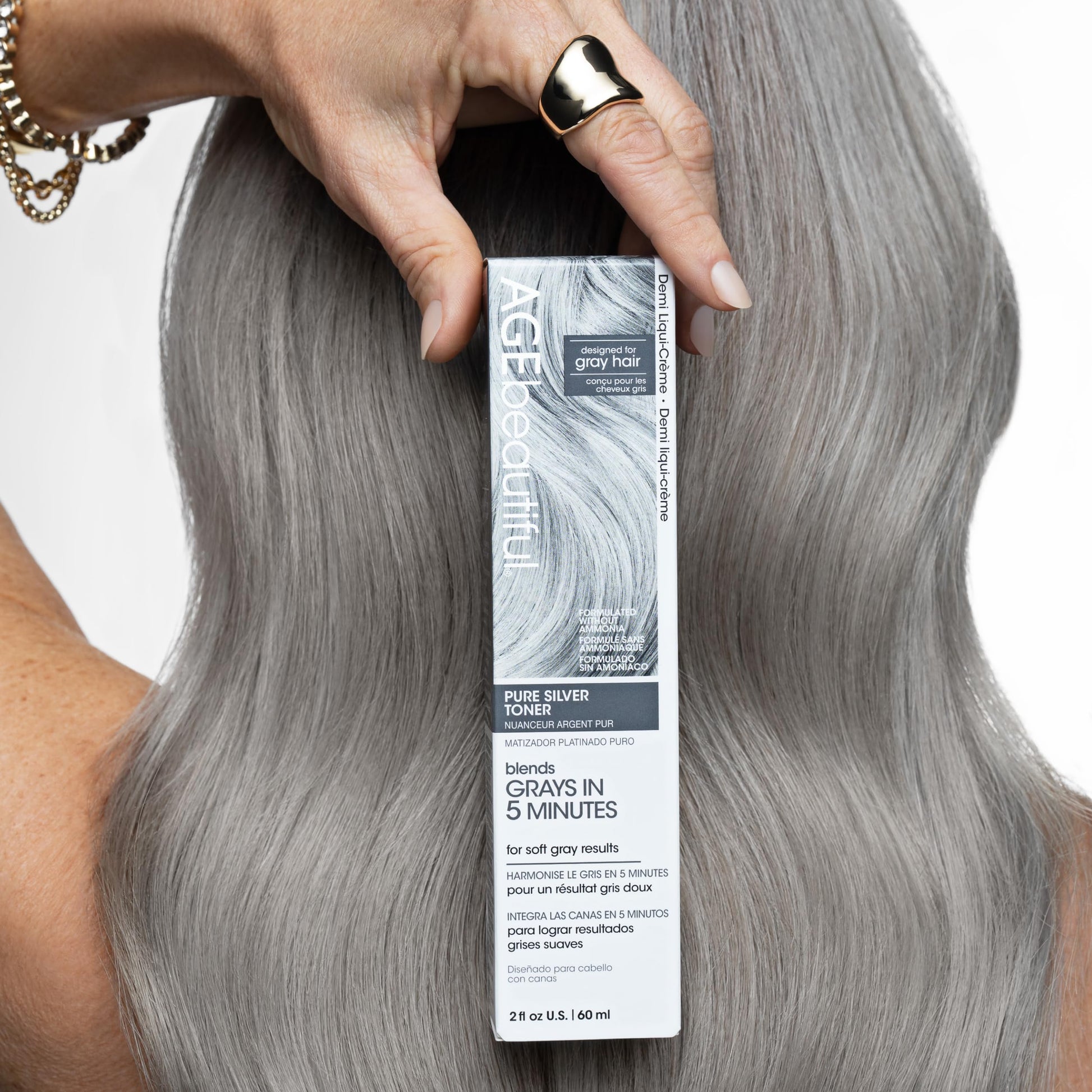 Light Slate Gray AGE beautiful Pure Silver Demi Liqui-Creme 5-Minute Toner | Blend & Enhance Gray Hair with Soft Gray Tones | Neutralize Yellow Tones | Professional Salon Color