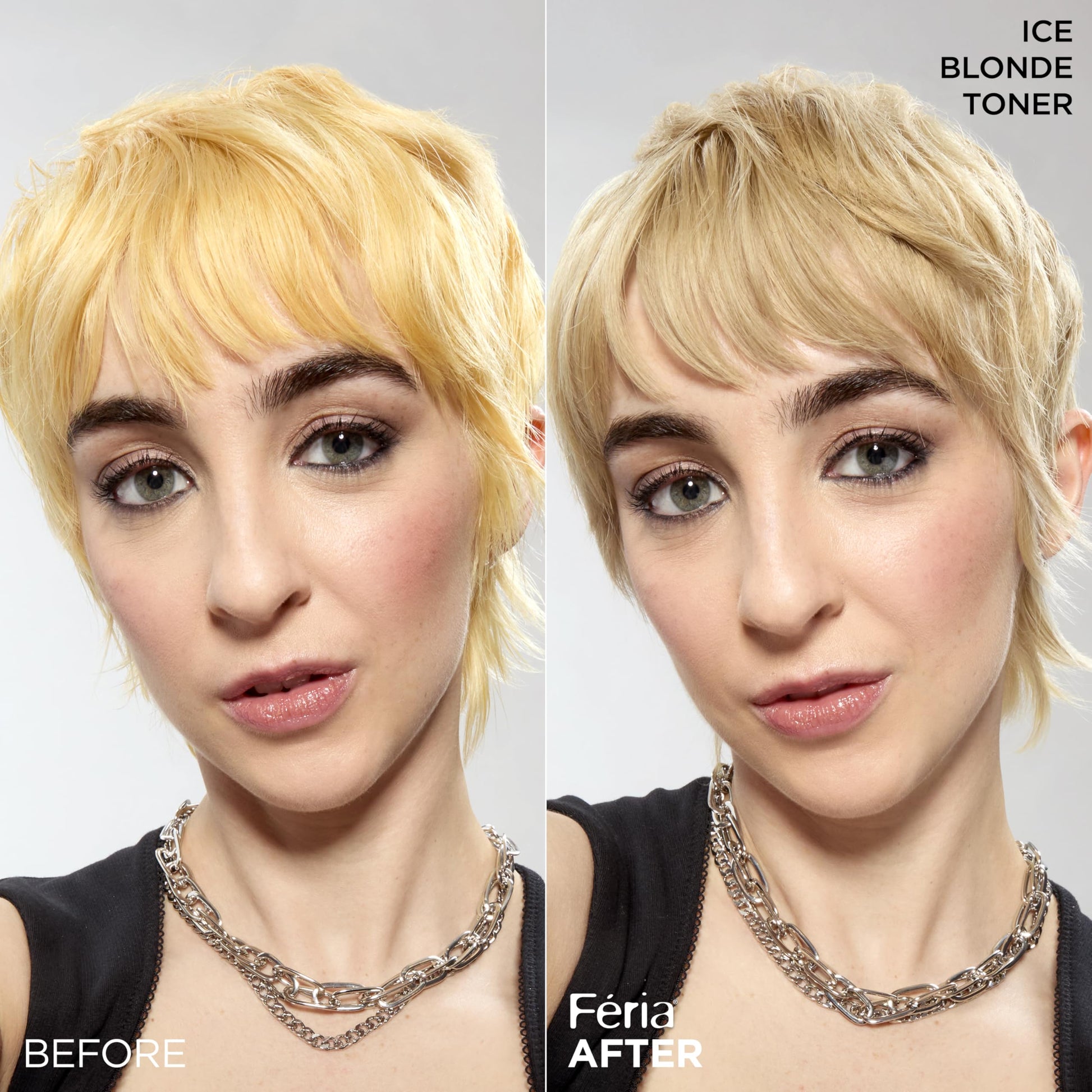 Wheat L’Oreal Paris Feria Long-Lasting Anti Brass Power Hair Toner, Ammonia Free Demi Permanent Hair Color, Ice Blonde Hair Toner, 1 Application