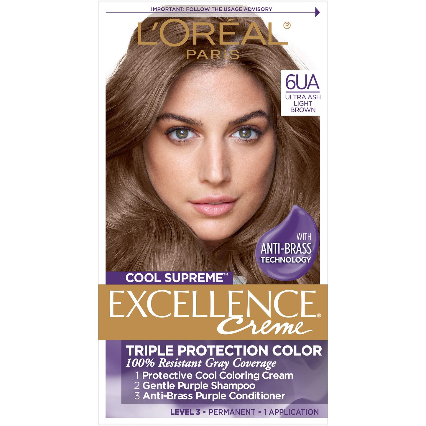 White Smoke L’Oreal Paris Cool Supreme Permanent Hair Color, Ash, Ultra Ash Light Brown 6UA