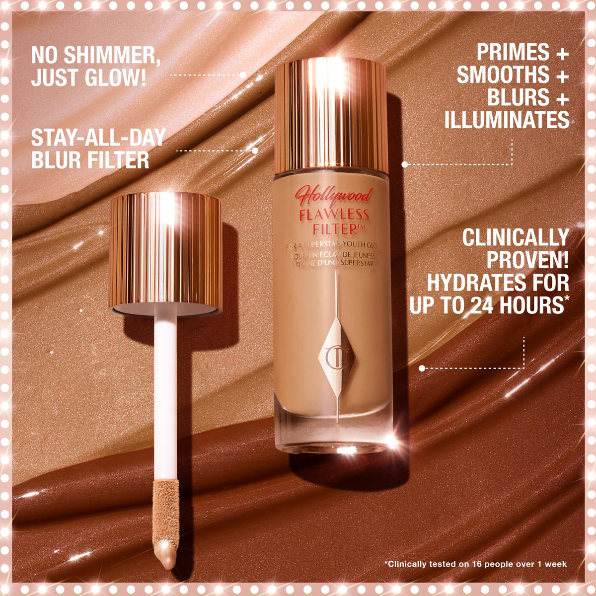 Dark Salmon Charlotte Tilbury Hollywood Flawless Filter - Multi‑Use Makeup Primer, Complexion Booster & Illuminating Liquid Highlighter with Sheer Coverage - Smooths & Blurs Skin