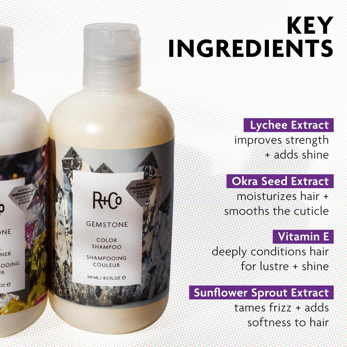 White Smoke R+Co GEMSTONE Color Shampoo, 2 Oz