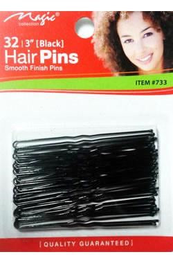 White Smoke MAGIC COLLECTION 3 Inch Hair Pins Black