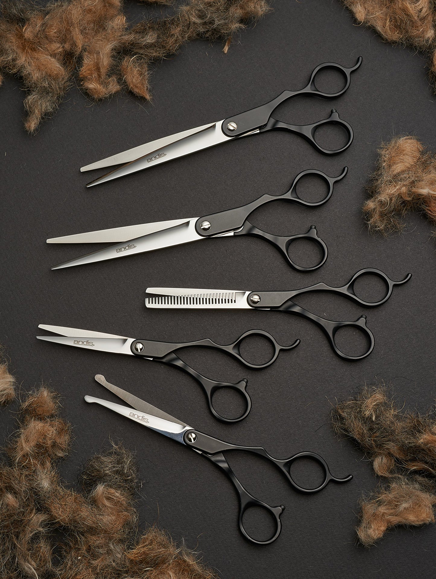 Dark Slate Gray Andis Straight Shears, Right-Handed, Professional Dog and Cat Grooming