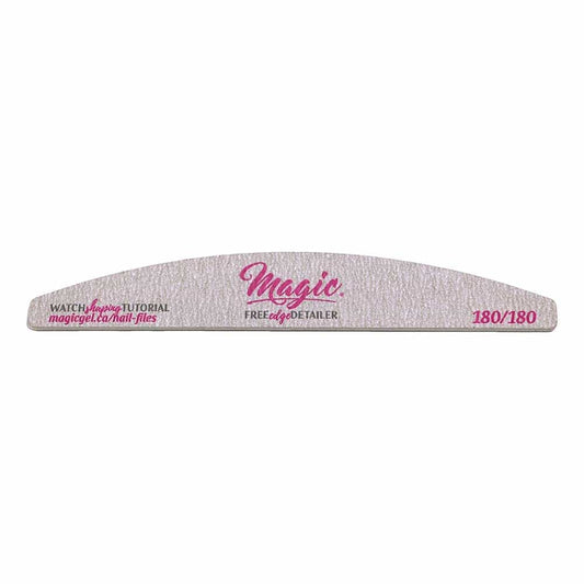 White Smoke Magic Free Edge Detailer Nail File Zebra Grit 180/180