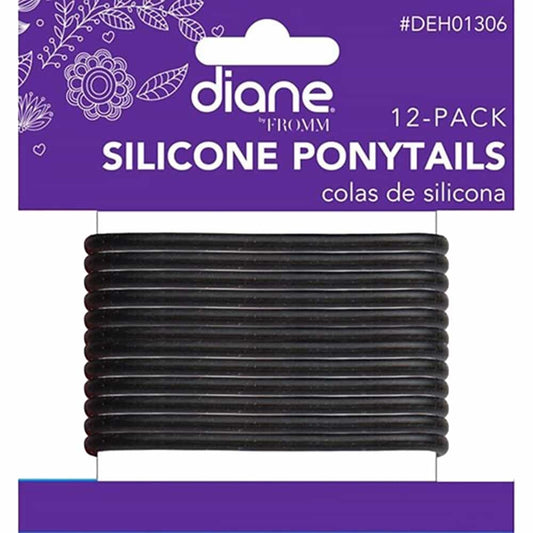 White Smoke Diane Silicone Ponytails 12- pack Black