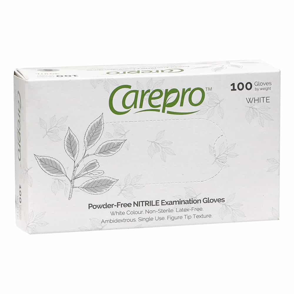 Lavender CarePro Nitrile Powder Free Exam Gloves White 100PC Medium