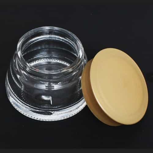 Black Berkeley Glass Jar W/Gold Plactic Lid 1.7 oz Clear BT147-CL