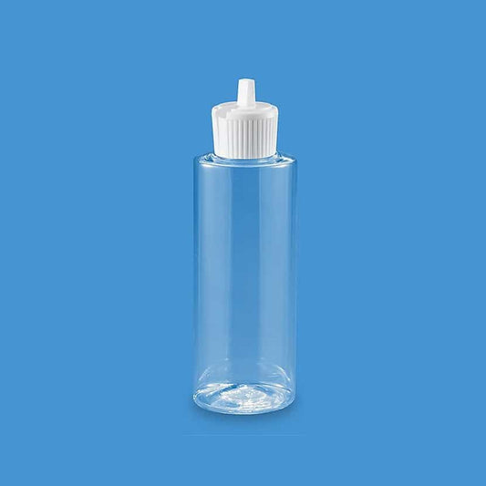 Cornflower Blue Clear Cylinder Bottles - 2 oz, Flip Top Cap 00616