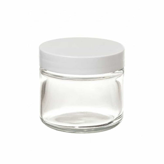 White Smoke Berkeley Clear Thick-Wall Round Jar White Cap 30ml BJ300WH