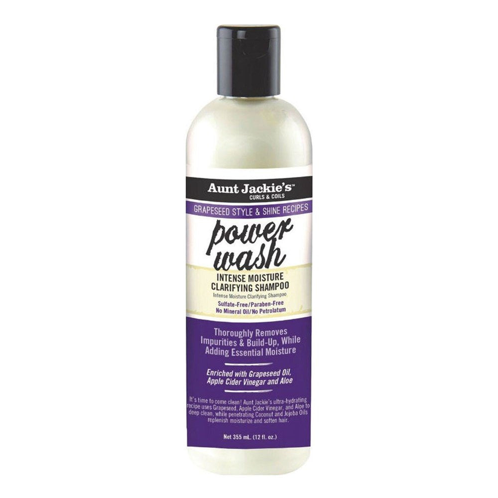 White Smoke AUNT JACKIE'S Grapeseed Power Wash Intense Moisture Clarifying Shampoo (12oz)