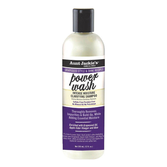 White Smoke AUNT JACKIE'S Grapeseed Power Wash Intense Moisture Clarifying Shampoo (12oz)