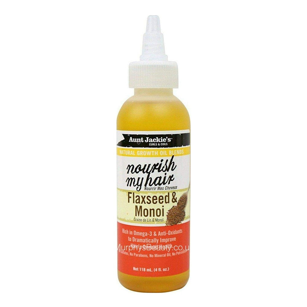 White Smoke AUNT JACKIE'S Nourish My Hair Flaxeed &amp; Monoi Growth Oil (4oz)