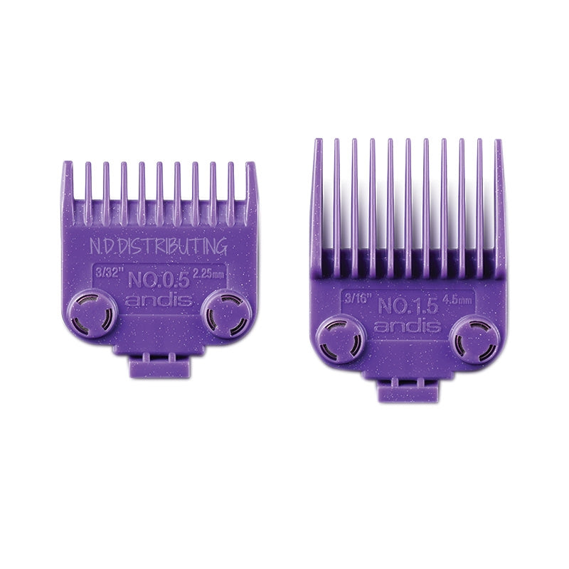 White Smoke Andis  (01420) Double Magnet Combs  2pk #0.5 & 1.5