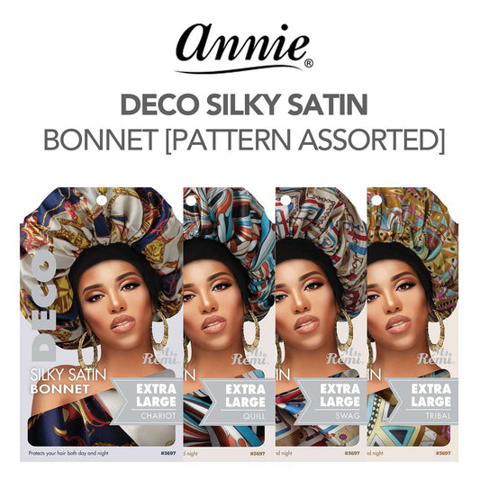 White Smoke ANNIE Deco Silky Satin Bonnet [Pattern Assorted]