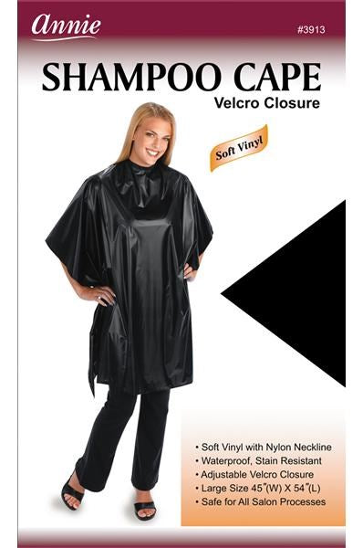 White Smoke ANNIE Shampoo Cape with Velcro Closure [Soft Vinyl] Black